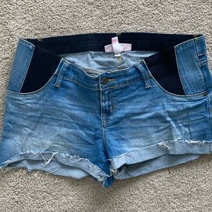 Denim maternity shorts